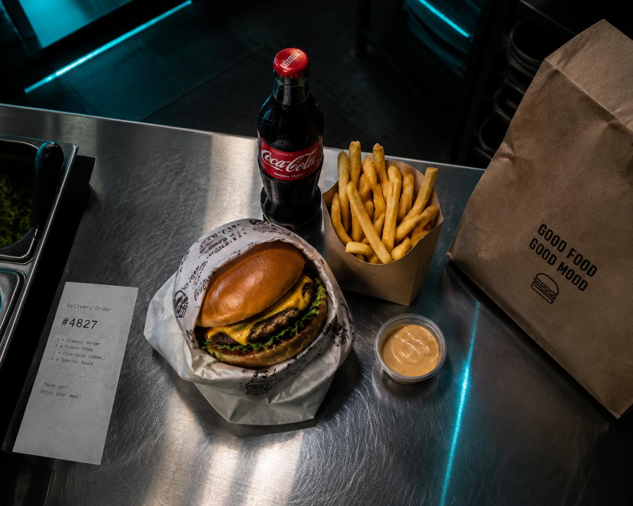 Pedido de delivery sobre mesa de despacho